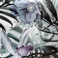 Zasłona MALIBU welwetowa z nadrukiem egzotycznych liści i kwiatów podkreślonych srebrnymi akcentami - 140 x 250 cm - biały 9
