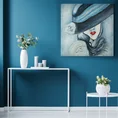Obraz MADAME ręcznie malowany na płótnie - 100 x 100 cm - błękitny 3