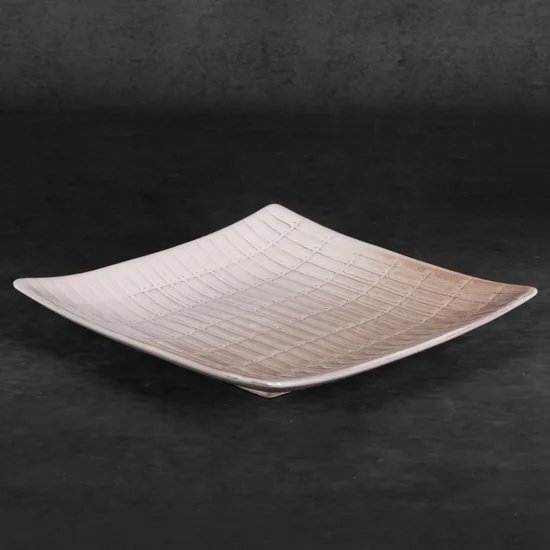 Patera EDNA z glinki ceramicznej - 27 x 27 x 5 cm - kremowy