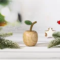 Figurka świąteczna z naturalnego drewna w kształcie jabłka zdobiona błyszczącymi koralikami - ∅ 6 x 11 cm - brązowy 1