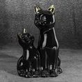 Koty figurka dekoracyjna ceramiczna czarno-złota - 15 x 11 x 22 cm - czarny 1