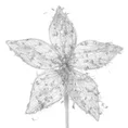 Świąteczny kwiat dekoracyjny z tkaniny z wystającymi włoskami - 20 cm - srebrny 2