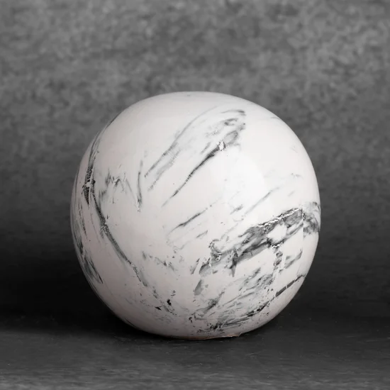 Kula ceramiczna SANA  z marmurkowym wzorem - ∅ 9 x 9 cm - biały