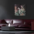 Obraz PARADISE ręcznie malowany na płótnie koliber pośród egzotycznych kwiatów i liści - 60 x 60 cm - czarny 3
