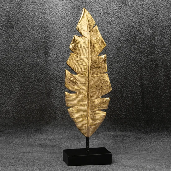 Egzotyczny liść figurka ceramiczna złota - 8 x 5 x 34 cm - złoty