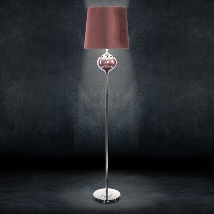 Lampa stojąca BETH na podstawie łączącej perłowe szkło i metal z welwetowym abażurem ∅ 41 x 172 cm