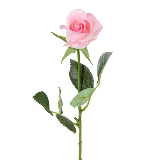 RÓŻA kwiat sztuczny dekoracyjny - dł. 45 cm dł. kwiat 6 cm - różowy