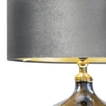 Lampa stołowa KATIE na szklanej podstawie z przecieranego szkła czarno-złota z welwetowym stalowym abażurem - ∅ 40 x 62 cm - czarny 2
