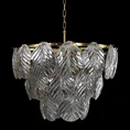 Lampa  DAGI ze szklanymi  zawieszkami  w formie liści z dymionego szkła - ∅ 57 x 56 cm - złoty 10