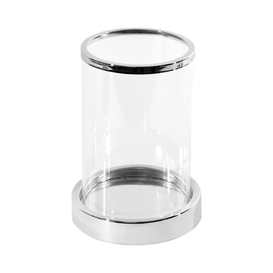 Świecznik dekoracyjny CLAIRE z metalu ze szklanym kloszem - ∅ 12 x 16 cm - srebrny