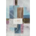 Obraz GEOMETRIC abstrakcyjny ręcznie malowany na płótnie kolaż - 60 x 90 cm - różowy 1