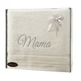 Zestaw prezentowy - ręcznik z haftem MAMA - 35 x 30 x 5 cm - beżowy 1
