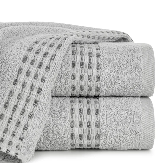 Ręcznik RIVA chłonny i wytrzymały z przeplataną bordiurą - 30 x 50 cm - srebrny