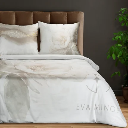 EVA MINGE Komplet pościeli MINGE 4 z najwyższej jakości makosatyny bawełnianej z nadrukiem malowanych delikatnych kwiatów EVA MINGE Komplet pościeli MINGE 4 z najwyższej jakości makosatyny bawełnianej z nadrukiem malowanych delikatnych kwiatów - 160 x 200 cm