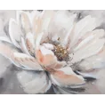 Obraz FLOWERY 2 ręcznie malowany na płótnie kwiat podkreślony złotymi drobinkami - 100 x 80 cm - srebrny 1