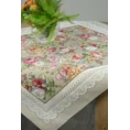 Obrus gobelinowy zdobiony tkanym motywem kwiatowym - 100 x 100 cm - oliwkowy 6