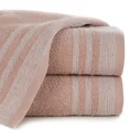 Ręcznik MERY bawełniany zdobiony bordiurą w subtelne pasy - 70 x 140 cm - pudrowy róż 1
