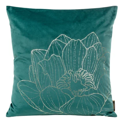 Poszewka BLINK 20 z welwetu z dużym wzorem kwiatu lilii wodnej Poszewka BLINK 20 z welwetu z dużym wzorem kwiatu lilii wodnej - 45 x 45 cm
