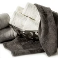 Ręcznik z żakardową bordiurą przetykany błyszczącą nitką - 70 x 140 cm - stalowy 4