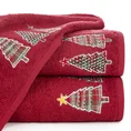 Ręcznik świąteczny SANTA 15 bawełniany z aplikacją z choinkami i drobnymi kryształkami - 70 x 140 cm - czerwony 1