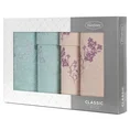 Zestaw upominkowy BLOSSOM 6 szt ręczników z haftem z motywem gałązki kwiatów w kartonowym opakowaniu na prezent - 53 x 37 x 11 cm - pudrowy róż 1