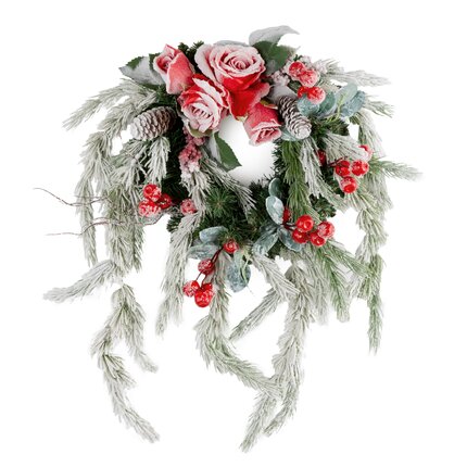 Wianek świąteczny ręcznie dekorowany OŚNIEŻONA CZERWONA MAGIA ∅ 30 cm czerwony,zielony