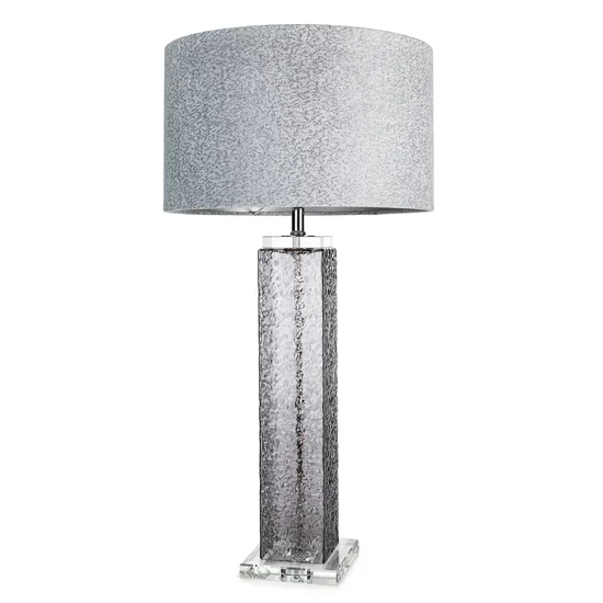 Lampa stojąca KASI z szklaną podstawą i błyszczącym abażurem - 46 x 28 x 92 cm - stalowy