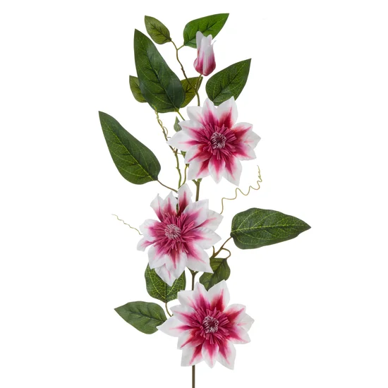 POWOJNIK CLEMATIS  sztuczny kwiat dekoracyjny z płatkami z jedwabistej tkaniny - 85 cm - biały