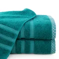 Ręcznik z żakardową bordiurą w pasy - 70 x 140 cm - turkusowy 1