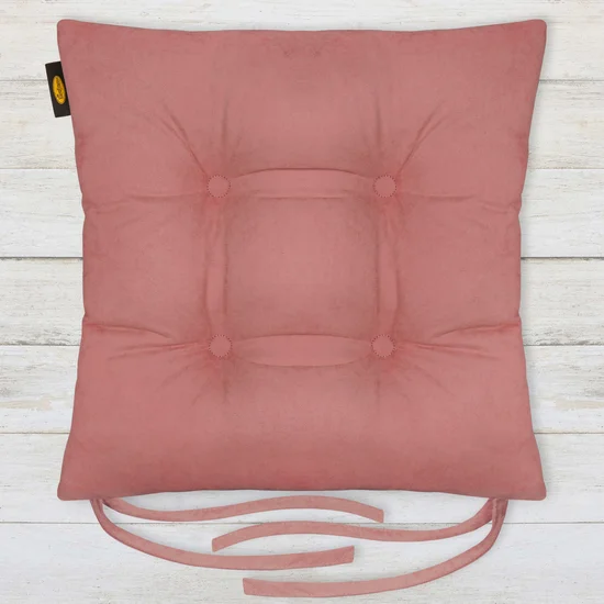 ADORE dwustronna welurowa poduszka siedziskowa na krzesło z czterema pikowaniami, gramatura 195 g/m2 - 40 x 40 x 8 cm - różowy