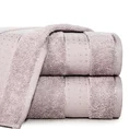 Ręcznik z żakardową bordiurą zdobioną kropkami ze srebrną nitką - 70 x 140 cm - liliowy 1