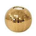 Świecznik ceramiczny w kształcie kuli dekorowany lusterkami w stylu glamour złoty - ∅ 12 x 10 cm - złoty 1