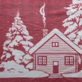 Koc świąteczny RUDOLF miękki i puszysty z włókien bawełniano-akrylowych z motywem domku - 200 x 220 cm - czerwony 3