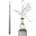 Dekoracyjny sznur do upięć z chwostem z kryształową ważką, styl glamour - 95 x 13 cm - srebrny 1