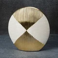 Wazon ceramiczny biało-złoty z geometrycznym wzorem - 20 x 6 x 21 cm - beżowy 1