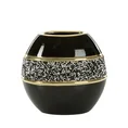 Wazon SHELLY w stylu glamour z drobnymi kryształkami i złoceniem - 20 x 10 x 20 cm - czarny 1