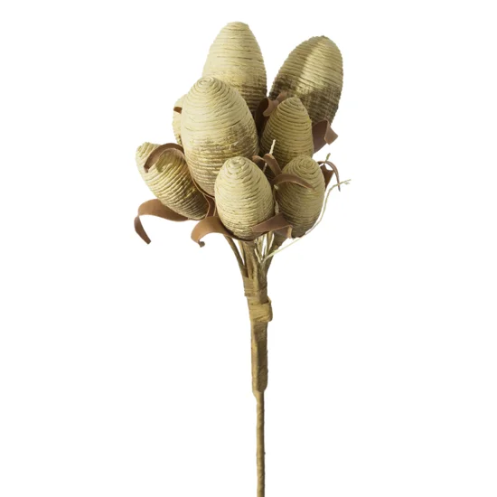 Gałązka dekoracyjna z pąkami - dł. 86 cm dł. kwiat 17 cm - kremowy
