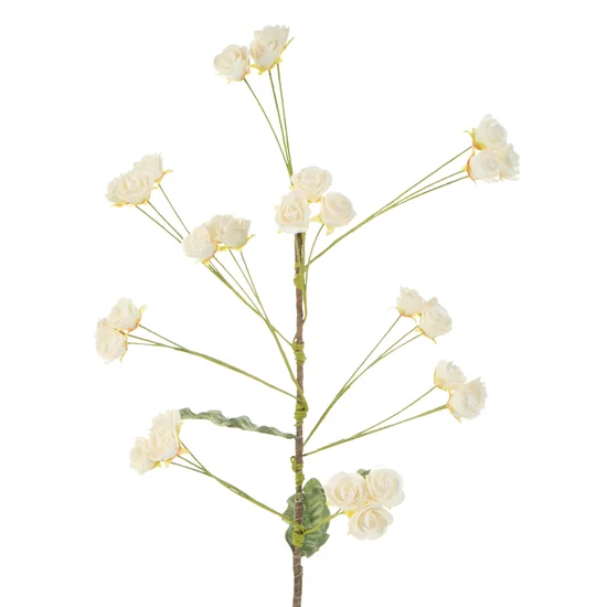 RÓŻYCZKI gałązka, kwiat sztuczny dekoracyjny z pianki foamiran - dł. 92 cm dł. z kwiatami 51 cm śr. kwiat 3 cm - kremowy