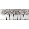 Obraz TREES ręcznie malowany na płótnie - 60 x 150 cm - kremowy/szarobeżowy/srebrny 1