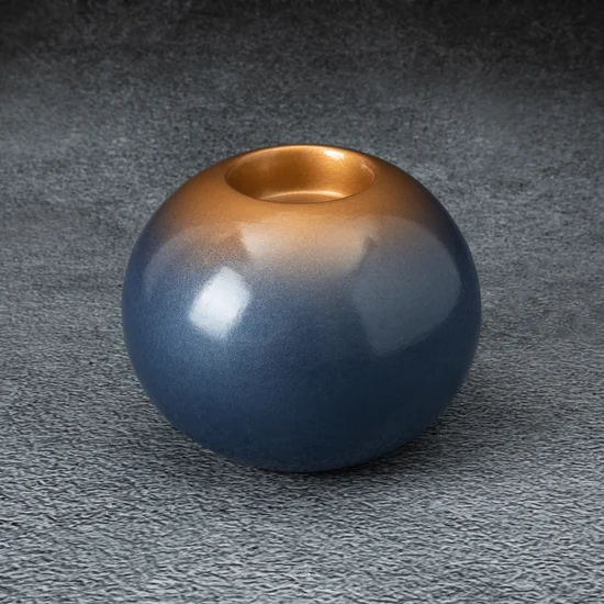 Świecznik ceramiczny NESSA z efektem ombre - ∅ 12 x 11 cm - niebieski