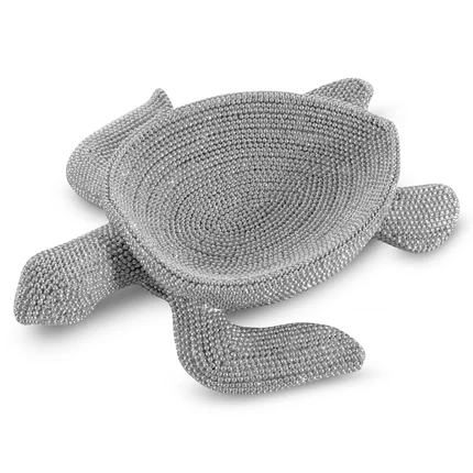 Żółw - figurka dekoracyjna ELDO o drobnym strukturalnym wzorze, srebrna Żółw - figurka dekoracyjna ELDO o drobnym strukturalnym wzorze, srebrna - 20 x 9 x 6 cm