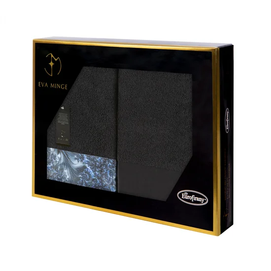 EWA MINGE Komplet ręczników AISHA w eleganckim opakowaniu, idealne na prezent! - 2 szt. 50 x 90 cm - czarny