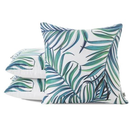DESIGN 91 Poszewka PALMS 02 z mikrofibry z nadrukiem palmowych liści DESIGN 91 Poszewka PALMS 02 z mikrofibry z nadrukiem palmowych liści - 40 x 40 cm