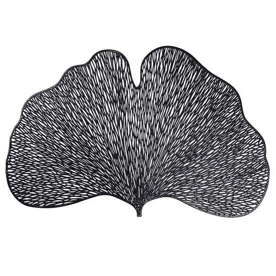 Podkładka z tworzywa w kształcie liścia miłorzębu - 30 x 45 cm - czarny