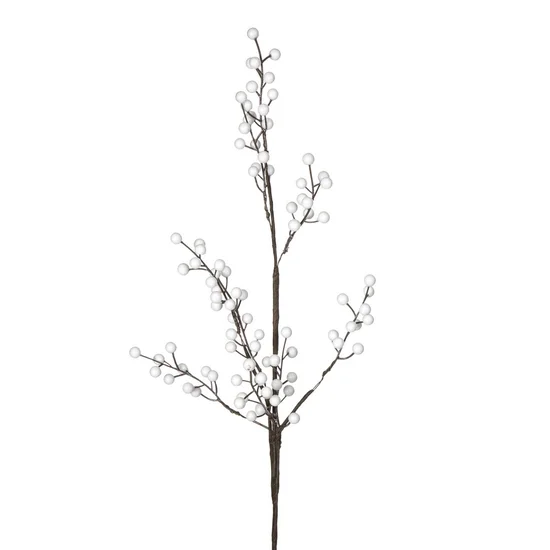GAŁĄZKA OZDOBNA, kwiat sztuczny dekoracyjny - dł. 73 cm dł. ozdobna 41 cm - biały