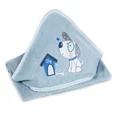 Ręcznik BABY z kapturkiem i haftowaną aplikacją z dinozaurem - 75 x 75 cm - niebieski 1