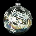 Bombka z transparentnego tęczowego szkła zdobiona śnieżynkami z brokatu oraz kryształkami - ∅ 10 cm - biały 3