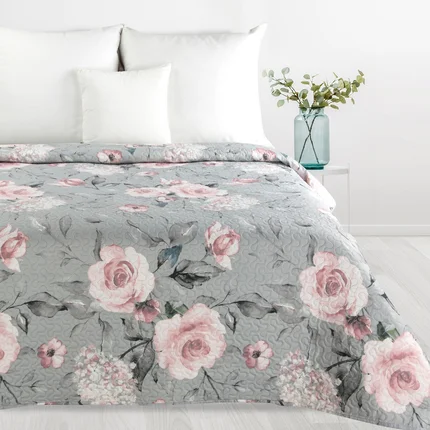 DESIGN 91 Narzuta FLOWER 2 z nadrukiem malowanych pędzlem róż DESIGN 91 Narzuta FLOWER 2 z nadrukiem malowanych pędzlem róż - 220 x 240 cm
