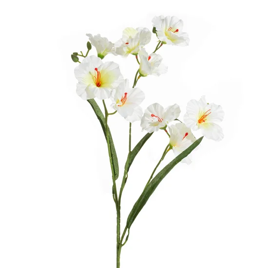 Kwiat sztuczny dekoracyjny z płatkami z jedwabistej tkaniny - ∅ 9 x 80 cm - biały