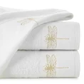Ręcznik z błyszczącym haftem w kształcie ważki na szenilowej bordiurze - 50 x 90 cm - biały 1